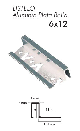 ESQUINERO ALUMINIO PLATA BRILLANTE (12MMX2.44M)DECOVE