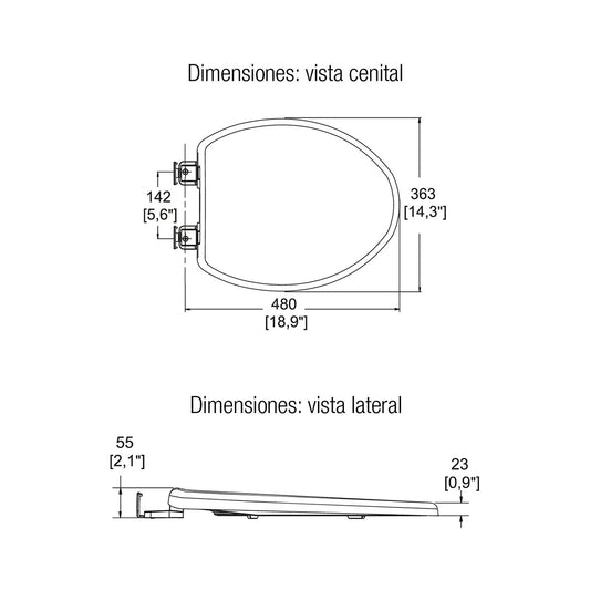 ASIENTO P/WC ELONGADO TAPA ENVOLVENTE FRENTE ABIERTO C/LENTO (AT-4) SANIVEX