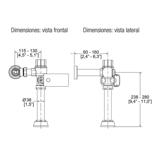 FLUXOMETRO /TAZA FLUX DE SENSOR ELEC, SPUD DE 38 mm 3.5 LPD. (FB-110-38-3.5) HELVEX
