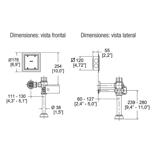 FLUXOMETRO ELEC. WC 32-38MM 4.8 LTS (FC-110-WC-4.8)HELVEX