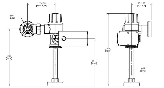 FLUXOMETRO ELE. P/MING. BOTON 19MM(FB-185-19) HELVEX
