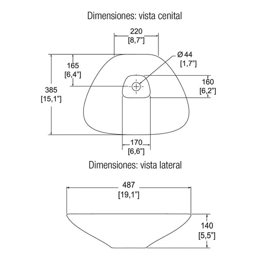 LAVABO CLAP DE SOBREPONER SIN REBOSADERO (LV CLAP) SANIVEX