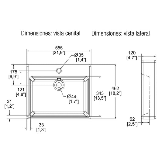 LAV. DE SOBREPONER LUCERNA 1 MARFIL (LV-2-1P-M ) SANIVEX