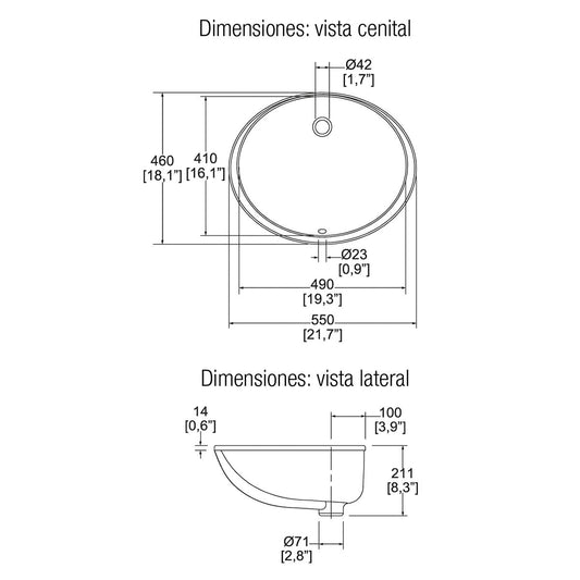 LAV. DE BAJOCUBIERTA LUGANO BCO A/BRILLO (LV-1 ) SANIVEX
