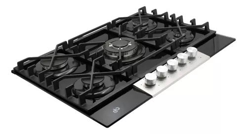 PARRILLA DE GAS 70 CM 5 QUEMADORES A/INOX CRISTAL NEGRO (EB-486BL) EB TEC