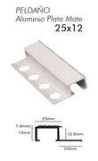 PERFIL PELDAÑO ALUMINIO PLATA MATE 25X12MM (PPA25X12PM) TIRATRIM