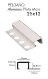 PERFIL PELDAÑO ALUMINIO PLATA MATE 25X12MM (PPA25X12PM) TIRATRIM