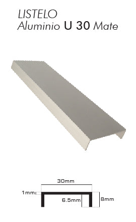 LISTELO ALUMINIO PLATA 30 MATE (LAU30PM) TIRATRIM