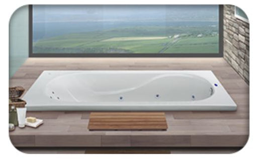 TINA BAHIA BLANCA 180X90X40 CON FALDON CON HIDRO S/MANIJAS (6700) FORMACRYL