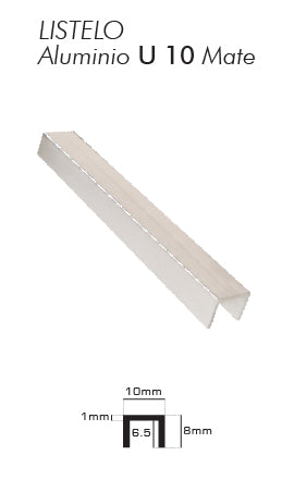 LISTELO ALUMINIO U 10 MATE (LAU10PM)PLASTITRIM