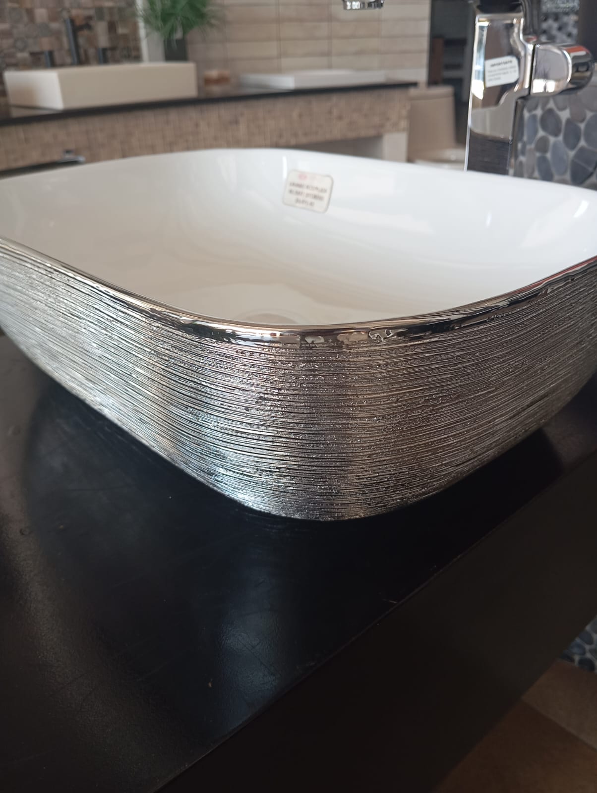 OVALIN CERAMICA RECTANGULAR BCO/PLATA 45.5X32 BTC8030 GRYBIM (NO INCLUYE CONTRA)