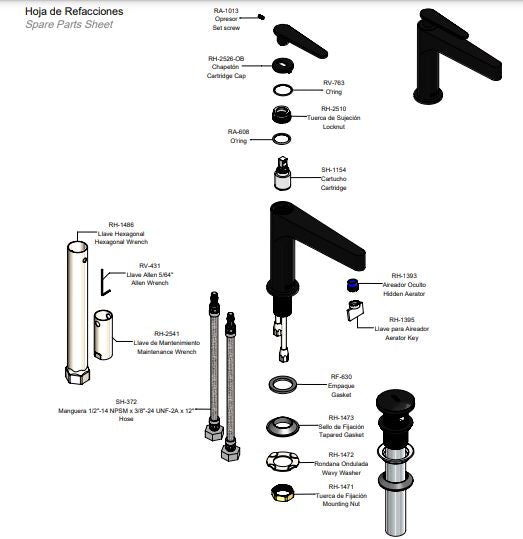 MONOMANDO LAV CTRA PUSH CLASICA OB (E-917-OB) HELVEX