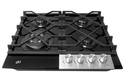 PARRILLA DE GAS 60CM 4 QUEMADORES A/INOX CRISTAL NEGRO (EB-485BL) EB TEC