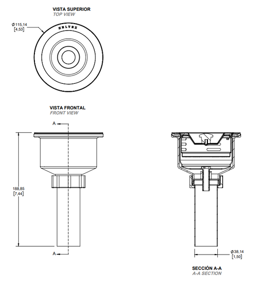 CONTRACANASTA PARA FREGADERO CON TAPA AI (H-8802) HELVEX