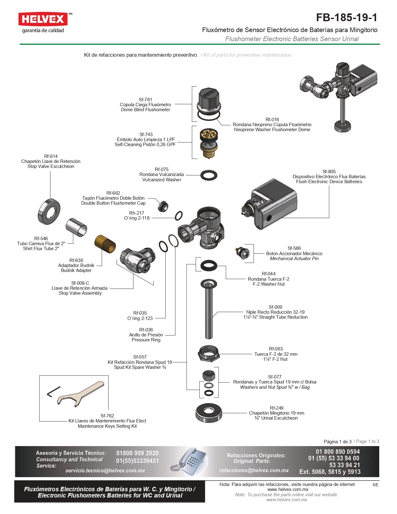 FLUXOMETRO SENSOR ELEC. (FB-185-19-1) HELVEX