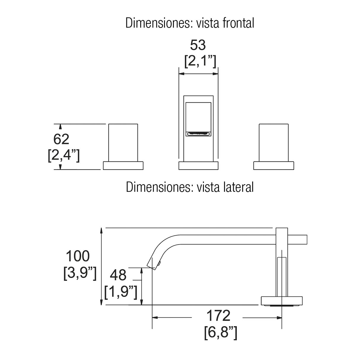 MEZCLADORA DE LAVABO 8" A 12" VERTIKA. INCLUYE CONTRA DE PUSH (MP-1000) HELVEX