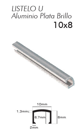 LISTELO ALUMINIO PLATA (LAU10X8PB)PLASTITRIM
