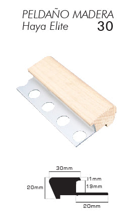 PERFIL PELDAÑO MADERA HAYA ELITE (PPMH3OE)PLASTITRIM